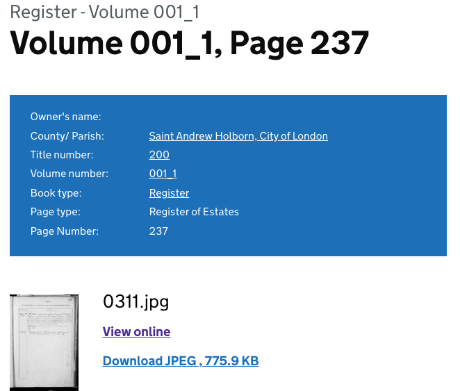 1862 Act Register: HM Land Registry